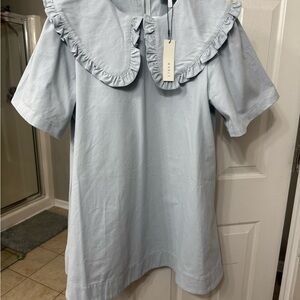 Women's Light Blue Dress with Peter Pan Collar